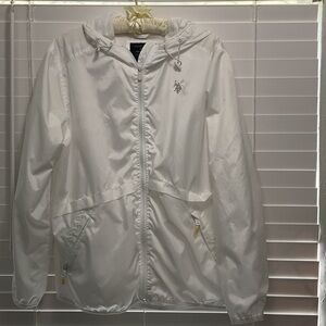 U.S. Polo Assn. White Windbreaker with hood; Size 1X